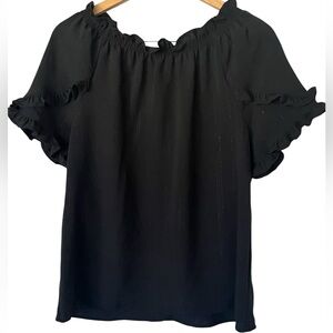 Como Vintage Black Ruffle Sleeve Top M